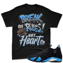 BREAK THE RULES! Matching T-Shirt For The Black And Varsity Blue  14s, Matching T-Shirt For The Varsity Blue  14s, Retro Matching T-Shirt For The Blue And Black 14s - 款式 - 查看 1