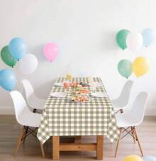 - Juego de 3 manteles rectangulares de cuadros marrones de 54 x 108 pulgadas, color café y blanco, mantel desechable, a cuadros, plástico para cumpleaños, baby shower, picnic, suministros de - Mantel de cuadros marrones - Ver 7