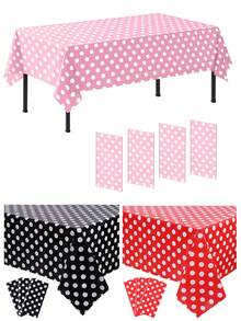 1/4 chiếc khăn trải bàn nhựa chấm bi đen, 137*274cm, khăn trải bàn mini chấm bi đen trắng, khăn trải bàn dã ngoại dùng một lần màu đen phù hợp cho tiệc tốt nghiệp, tiệc tiết lộ giới tính, tiệc dã ngoại, bàn hình chữ nhật, đồ dùng cho tiệc sinh nhật - Xem 1
