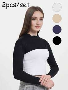 1 pieza Mangas de brazo de unicolor para mujer, mangas protectoras transpirables para uso al aire libre, uso casual diario - multicolor - Ver 13