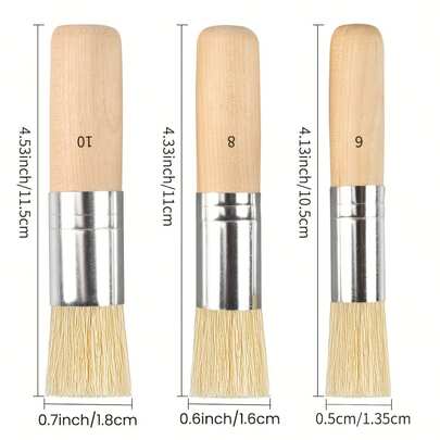 Juego de 3 pinceles de plantilla de madera hechos de materiales, ideales para pintar con acrílicos, aceites y acuarelas, perfectos para proyectos de manualidades y elaboración de tarjetas