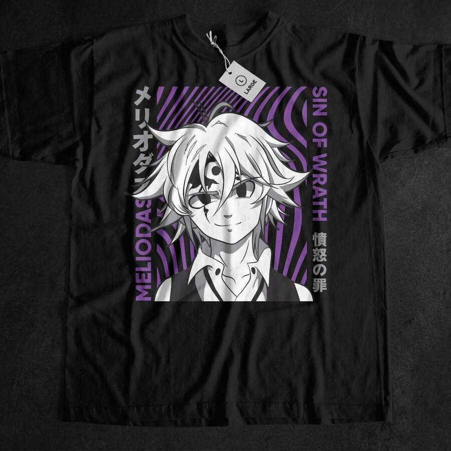 mia uni Nanau No Taizai, Siete Pedos pitales,   Shonen, Manga, Otaku, Regalo de Cultura Pop para Geeks, Meliodas, Elizabeth Liones - Negro - Ver 1