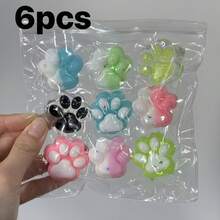 6/9 Peças Super Fofos Brinquedos de Apertar em Formato de Pata de Gato/Decorações com Lantejoulas Degradê Multicoloridas em Formato de Pata de Gato/Entrega de Cores Aleatórias Misturadas/Brinquedos de Apertar de Plástico Macio/Adequado para Diversos Presentes de Feriados, Festas de Aniversário Familiares, Presentes de Páscoa, Embalagem Aleatória - Multicolorido - Visão 12