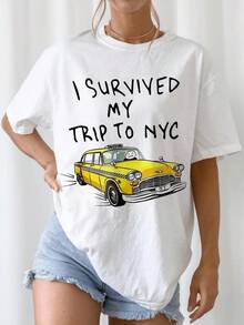 Tom, I Survived My Time In New York - Yellow Spider Taxi - Action Movie -- Shirt And Cool - Men Women Unisex - Vintage 80s Style - Weiss - View 7