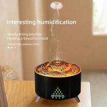 Difusor Aroma Llama Humidificador Vulcan: Difusor Aceites Esenciales 260ml Ultrasilencioso con Luz Llama 7 Colores Humidificador Aromaterapia con Temporizador,para Dormitorio (Blanco) - D-Negro - Ver 6
