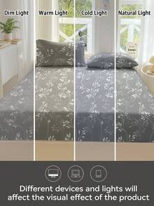 1pc Tree Branch & Leaf Floral Pattern Fitted Sheet, Tree Branch Pattern Mattress Protector Cover, Suitable For All Size Beds, Soft & Breathable - Multicolor - View 9