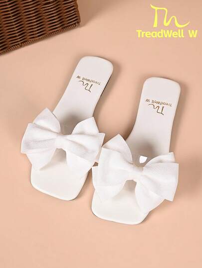 Giày sandal buộc nơ thời trang mới, giày mùa hè mũi vuông dành cho nữ.