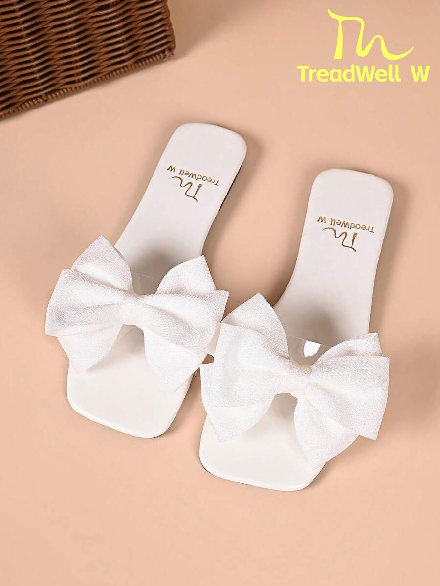 Giày sandal buộc nơ thời trang mới, giày mùa hè mũi vuông dành cho nữ. - Màu be - Xem 1