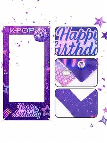 1 khung chụp ảnh sinh nhật màu tím, kích thước 120x60cm, phông nền chụp ảnh selfie bằng polyester họa tiết K-POP Chúc mừng sinh nhật, phù hợp cho bé trai và bé gái, đồ dùng trang trí tiệc sinh nhật chủ đề K-POP. - Nhiều màu - Xem 7