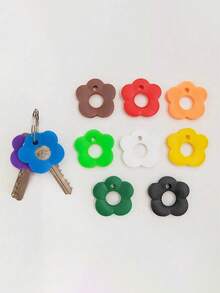 12/8/6/1pc Cute Colorful Flower Pattern Retractable Key Chain, Fashionable Floral Shaped Key Ring Holder, Suitable For Various Keys, Home, Office, Mailbox And Door Locks, Provides Vibrant Colors, Easy To Install And Remove, Practical Accessory For Organizing Car And Home Keys - A - View 5