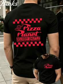Pizza Planet Delivery Shuttle Shirt, Toy Story Pizza Planet Tee, Disney Retro Fast Food T-Shirt - Black - View 1