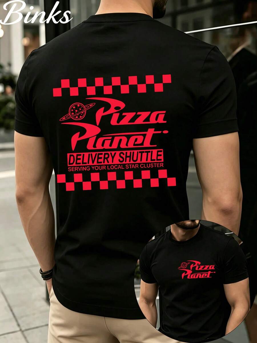 Pizza Planet Delivery Shuttle Shirt, Toy Story Pizza Planet Tee, Disney Retro Fast Food T-Shirt - Black - View 1