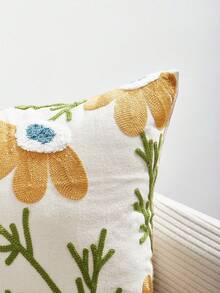 1pc Spring & Summer Floral Embroidery Decorative Pillow Cover, 17.7inch*17.7inch, Pillow Insert Not Included - Flowers 3237 - View 2