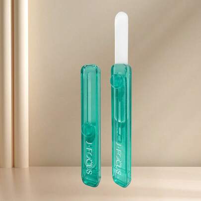 J·FOCUS 2PCS Retractable Glass Nail File With Protective Case, Portable Nano Glass Nail Polisher, Double-Sided Gentle Nail Shaper & Buffer, Compact Travel-Friendly Manicure Tool For Smooth Nails