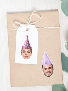 Customized Face Stickers With Party Hat - 30th Birthday Personalized Confetti Stickers. Customized Face Stickers, Personalized Stickers, 21st Birthday Stickers, Waterproof Vinyl Stickers, Birthday Party Customized Gifts. - Multicolor - View 4