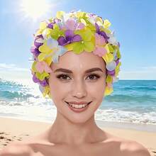 Colorful Floral Women's Headpiece, Beach Hat, Swimming Cap, Essential Summer Hat, Hawaiian Style - Flower Swimming Cap - View 5