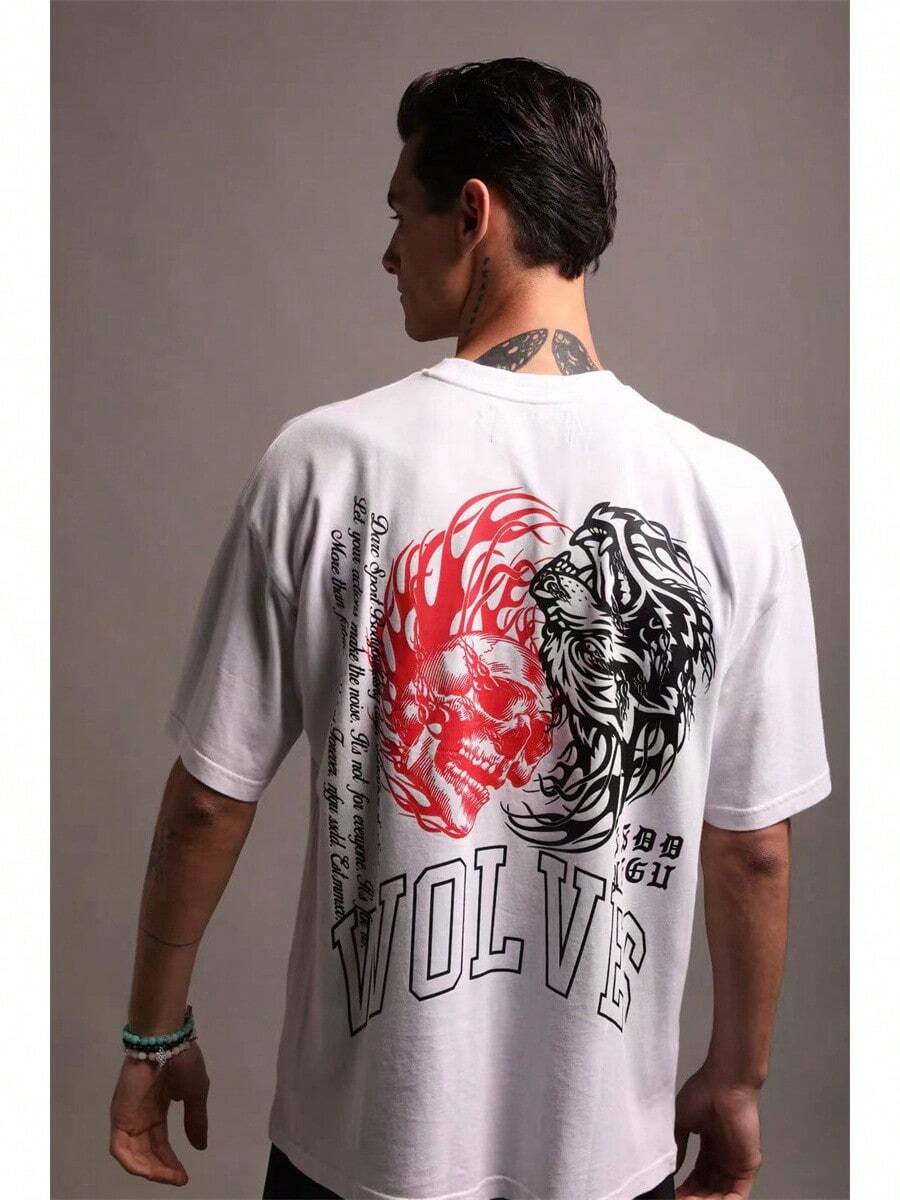 DARCSPORT American-Style Retro T-Shirt For Couples, Men's Top, Pure Cotton Loose-Fit Round-Neck T-Shirt - trắng - Xem 1