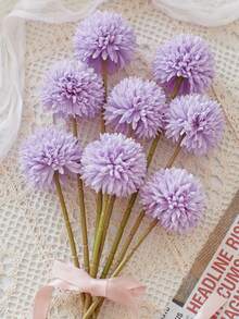 1/16 pièces Boule de chrysanthème artificielle, pissenlit, bouquet mixte d'hortensias, peut être utilisé comme cadeau pour les amis, décoration de mariage, convient également pour la maison, les fêtes, les mariages, la Saint-Valentin, les anniversaires, les remises de diplômes, la décoration d'automne et d'autres occasions. - Parme - Voir 8