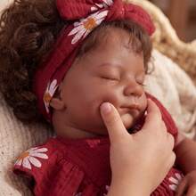 20 Inch Lifelike Reborn Black Baby Girl Doll, Realistic Sleeping Newborn With Soft Cloth Body, Brown Curly Hair And Red Daisy Outfit, Baby Doll Set With Gift Box, Magnetic Pacifier, Bottle, 2 Rattle Toys, Diaper And Birth Certificate, Doll Gift For Kids 3+, Playtime, Display And Collection - Multicolor - View 4