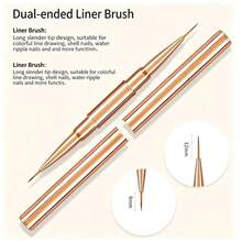 5pcs Double-Ended Nail Art Brushes, Multi-Functional Nail Tools Suitable For Beginners, Can Be Used For Line Drawing, Carving And Nail Gel Application - Gold - View 5