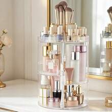 360 Rotating Makeup Organizer,DIY Adjustable Spinning Holder,Foldable Cosmetic Storage Display Box,Large Capacity Make Up Caddy Shelf,Fits Countertop Vanity And Bathroom - Storage Rack - View 13