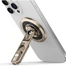Soporte Magnético para Celular con Anillo, Fabricado en Aleación de Aluminio, 360 ° , con Botón de Alivio de Presión, para uso en la Oficina y Hogar, Compatible con Teléfonos /Android(Dorado) - Dorado - Ver 1