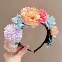 Băng đô cài tóc phong cách Bohemian cho nữ, thích hợp cho các lễ hội Mexico, băng đô hoa hồng xếp nếp, được làm từ vải nhung và hoa giả, băng đô Halloween phong cách Bohemian màu đỏ/cam. - Nhiều màu - Xem 7