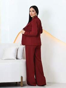 Elegant Blazer And Pants Set In Louis Twill - Burdeos - Ver 2