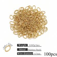 100/200个 304不锈钢18K镀金椭圆形开口圈连接器，DIY手链项链钥匙扣饰品配件 - 開口圈 - 查看 18
