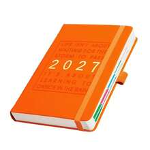 1本客製化2027年日程本,可自訂姓名A5筆記本,每日一頁,每頁標註時間與日期,共160張320頁,適用於日常工作記錄 - 彩色 - 查看 13