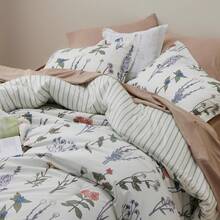 Bedsure Summer Vacation Bedding Set (Holiday Essentials), Comforter Set- Cute Floral Bedding Comforter Set, 3 Pieces, 1 Soft Reversible Garden Flowers Comforter And 2 Pillow Shams, Twin XL Cooling Comforter Set, Soft Bedding Set Gift For Graduation/Vacation/Birthday Decoration/Back To School, For Room Decor, Home Decor, Bedroom Decor, Dorm Decor, Father's Day Gift - Lòng trắng sữa dừa - Xem 5