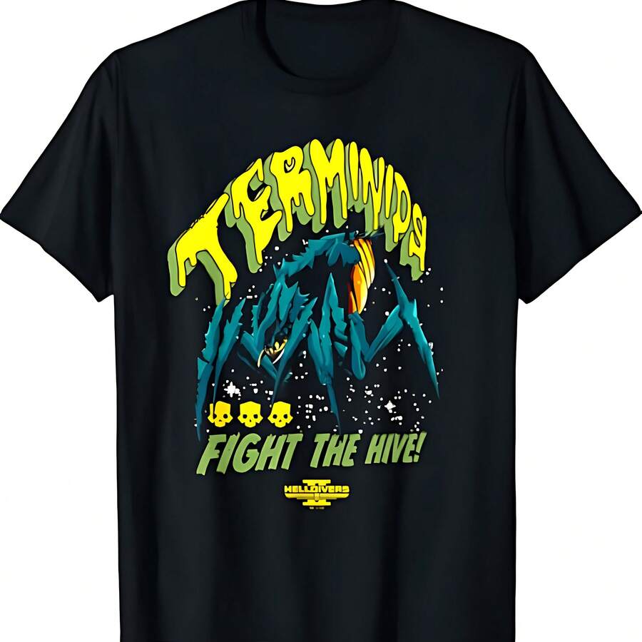 Video Game Retro Terminids T-Shirt - Black - View 1