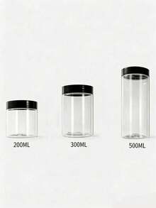 1pc Plastic Container Jars With Black Lid, Plastic Storage Jars, Plastic Jars, Wide Mouth Transparent Sample Bottle, Transparent Round Cosmetic Container, Reusable Sealed Plastic Food Storage Container With Lid, Paint Dispenser Bottle, Mask Canister, Cream Jar, Cosmetic Refillable Travel Bottle - Multicolor - View 8