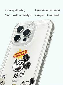 1 pieza Funda de teléfono creativa con protección direccional, a prueba de golpes, de material de gel suave de TPU, con licencia oficial de Disney Mickey Mouse, con cojín de aire y grosor anti-caída, adecuada para iPhone 17/Air/16 15 14 13 12 11/17 Pro Max, funda de teléfono transparente - transparente - Ver 4