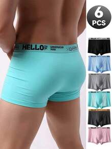 6pcs Men's Summer Ice Silk Cotton Crotch Slim Fit Underwear(SizeRunSmall,SizeUp),Comfortable&Multicolor Solid Color  Boxer Briefs,Breathable Boxer Shorts,Casual ,Sports Elastic Letter Band Boxer Briefs,Sports Boxer Briefs Sweat Absorption Breathable Good Elasticity Versatile Solid Easy To Wash Quick Dry Sports Outdoor Running Yoga Daily School Men, - Multicolor - View 4