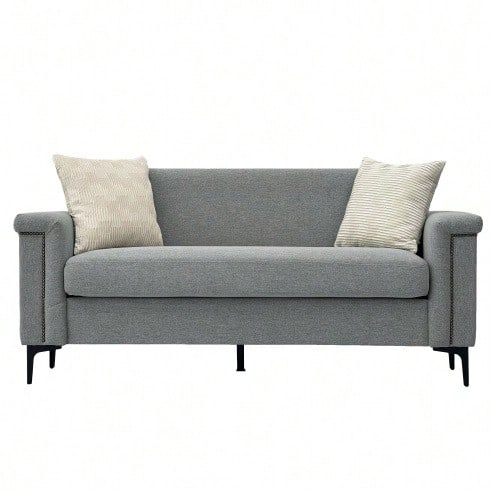 2-Seater Sofa Set – Space-Saving Design For Small Apartments, Comfortable Fabric Cover, Sturdy Metal Legs, Modern Living Room Sofa Set - 淺灰色 - 查看 1