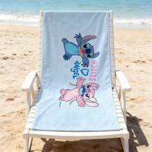 Disney Lilo & Stitch Beach Towel - Stitch & Angel "Love" Print Beach Towel ,For Pool & Beach - A - View 2