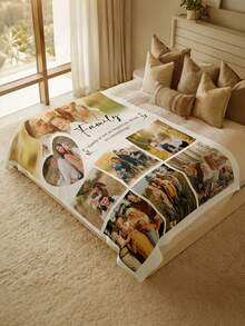 1 Stück personalisierbare Decke, vielseitig einsetzbar für Schlafzimmer, Wohnzimmer Sofa, Outdoor Strand Camping, Haustiere, bedruckte Bettwäsche-Decke mit personalisiertem Text für Familie/Haustier/Paar, personalisiertes Weihnachtsgeschenk, Familiengeschenk, Geburtstagsgeschenk, Geschenk für Freunde, Frauen, Sohn/Tochter - Stil 1 - Übersicht 2