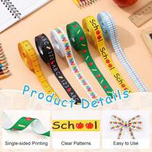 1 Roll 5 Yards (1cm) Back To School Decorative Ribbon, Preschool Apple Pencil ABC Ribbon, Welcome School Woven Ribbon, Suitable For Crafts, Gift Wrapping, Party Decoration, Hair Accessories Bows, Wreath Gift Packaging Decorations - View 3