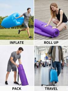 Outdoor Portable Auto-Inflating Slouchy Sofa Bag, Rectangular Single-Person Inflatable Sofa That Can Be Quickly Inflated Without Air Pump, Lightweight Foldable Travel Mat And Inflatable Sofa With Storage Bag, Suitable For Camping, Hiking, Picnic, Backyard, Beach, Swimming Pool, Music Festival, Travel And Napping - Multicolor - View 6