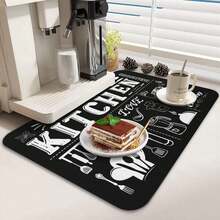 1pc Retro Cooking Themed Kitchen Print Mat For Sink Area, Kitchen Hall & Home Desktop - Super Oil Stain Resistance & Non-Slip Backing Structure, Low Maintenance Easy Clean, Stylish Chalkboard Appearance, Suitable For All Kitchen High-Frequency Counter Scenes - View 9