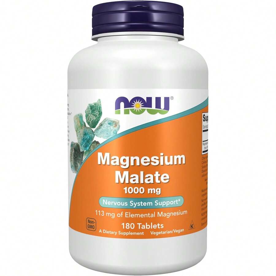 NOW Foods Magnesium Malate 1000 Mg, Nervous System Support*, 180 Tablets - 180個裝 - 查看 1