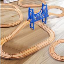 1 Set Wooden Train Track Toy, Universal Assembled Railway Playset, Children's Educational Puzzle Toy, Interactive Early Learning Toy - Multicolor - View 2