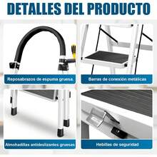 Escalera Plegable de 3/4/5 Peldaños,Antideslizante,Ligera y Portátil, Multifuncional para Hogar,Cocina,Armario y Exterior (Color Aleatorio) - Color Aleatorio - Ver 3