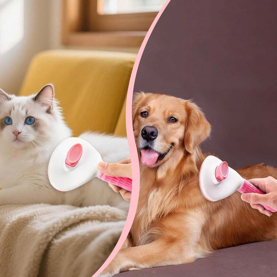 Self-Cleaning Rake Brush, Dog Cat Rabbit Pet Grooming Shedding Brush - Easy To Remove Loose Undercoat, Pet Massage Tool Suitable For Long Or Short Haired Pets - View 1