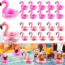1/3pcs Inflatable Flamingo Drink Holder, Flamingo Float Mat, Floating Coaster, Inflatable Cup Holder, Flamingo Coaster, Suitable For Summer Party Decor, Hawaiian Style, Birthday Party, Wedding, Beach And Pool Activities - One Size Fits All - View 1
