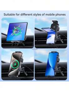 Fast Charging Phone Car Charger 2-In-1 Auto-Rotate Magnetic Wireless Car Charger Mount Dual Coil Air Vent Holder With Dual USB Ports Universal For Foldable Phones Smartphones & Tablets Memorial Day Summer Kickoff - one-size - View 5