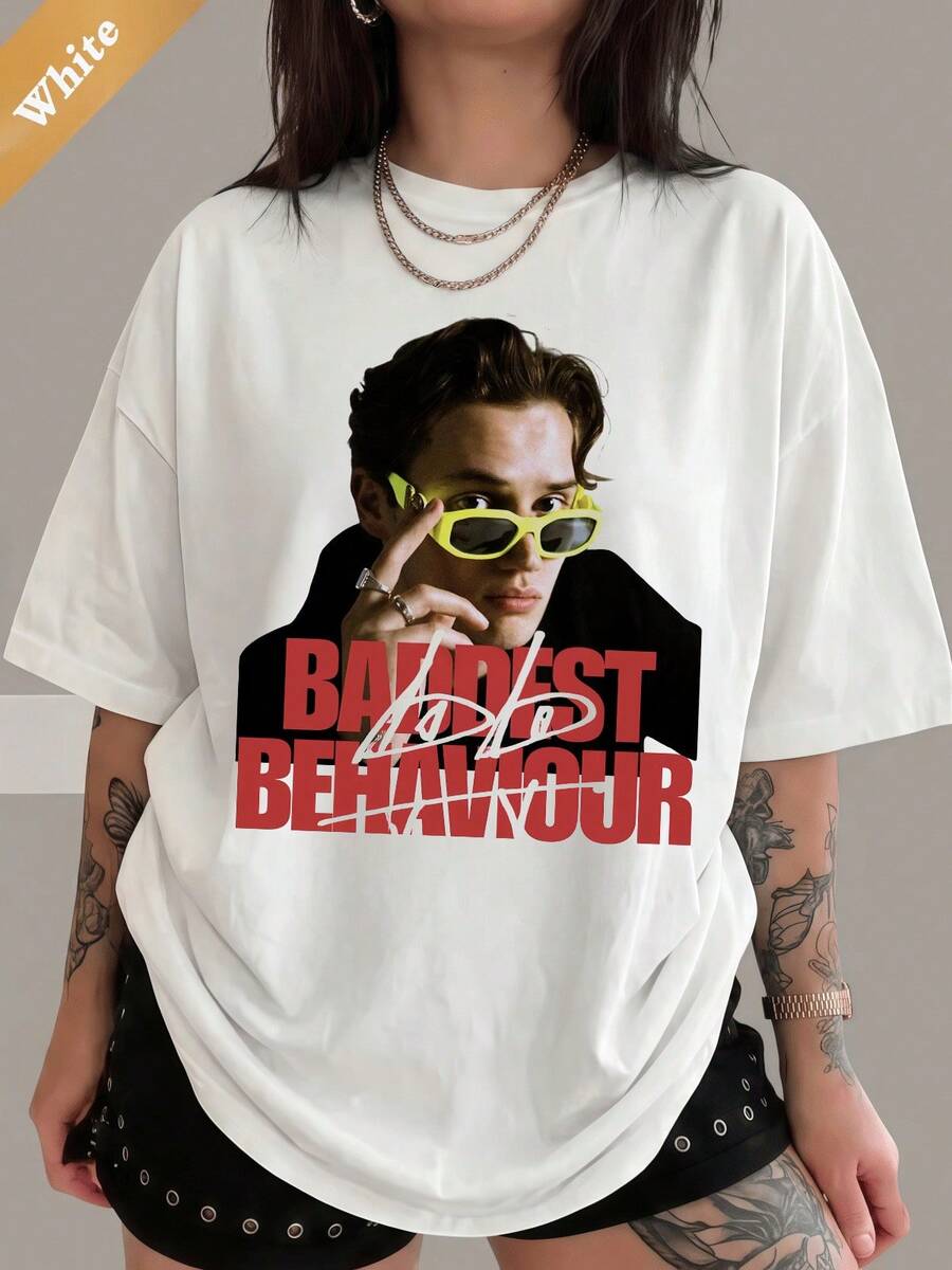 Baddest Behaviour Lolo Inspired Graphic T-Shirt  Retro Streetwear Style 100% Cotton Unisex Tee - White - View 1
