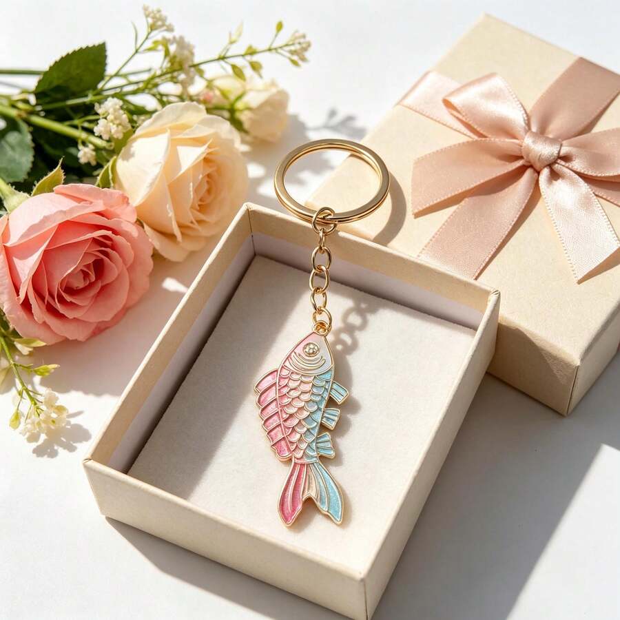 1 chiếc móc khóa hình cá dễ thương bằng kim loại, thích hợp cho trẻ em gái, dùng làm phụ kiện trang trí túi xách, quà tặng trang sức. - Nhiều màu - Xem 1