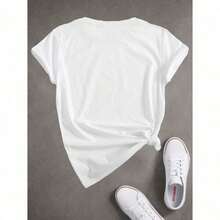 Camiseta Corta de Manga Corta con Estampado del Mercado de Agricultores Italianos, Tomate, Vino, Queso, Pizza, Cuello Redondo, Suave, Transpirable, Ligera, Informal de Verano para Mujer - Blanco - Ver 2